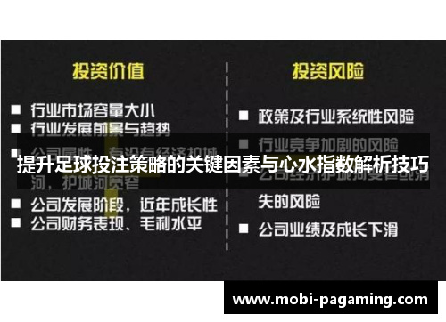 提升足球投注策略的关键因素与心水指数解析技巧